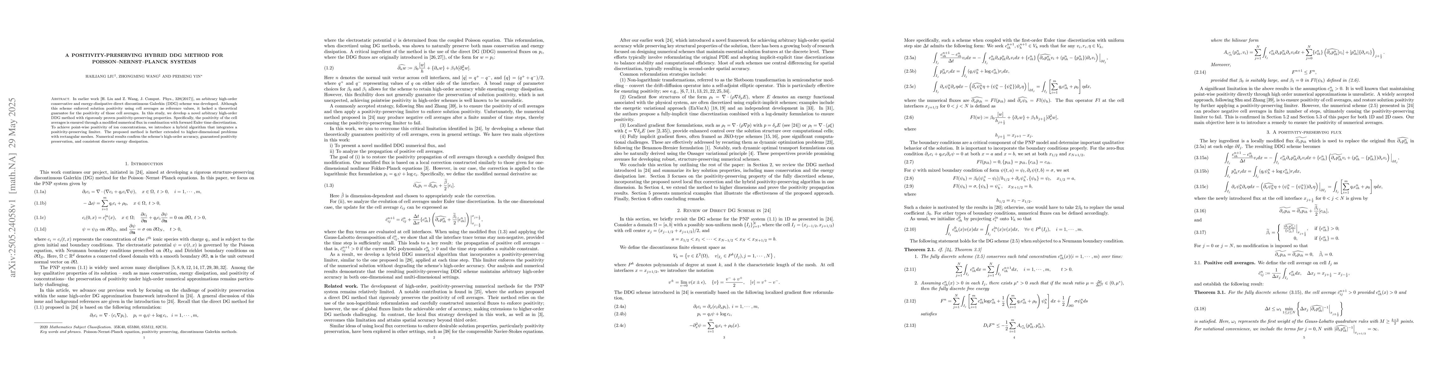 Thumbnail for A positivity-preserving hybrid DDG method for Poisson--Nernst--Planck
  systems