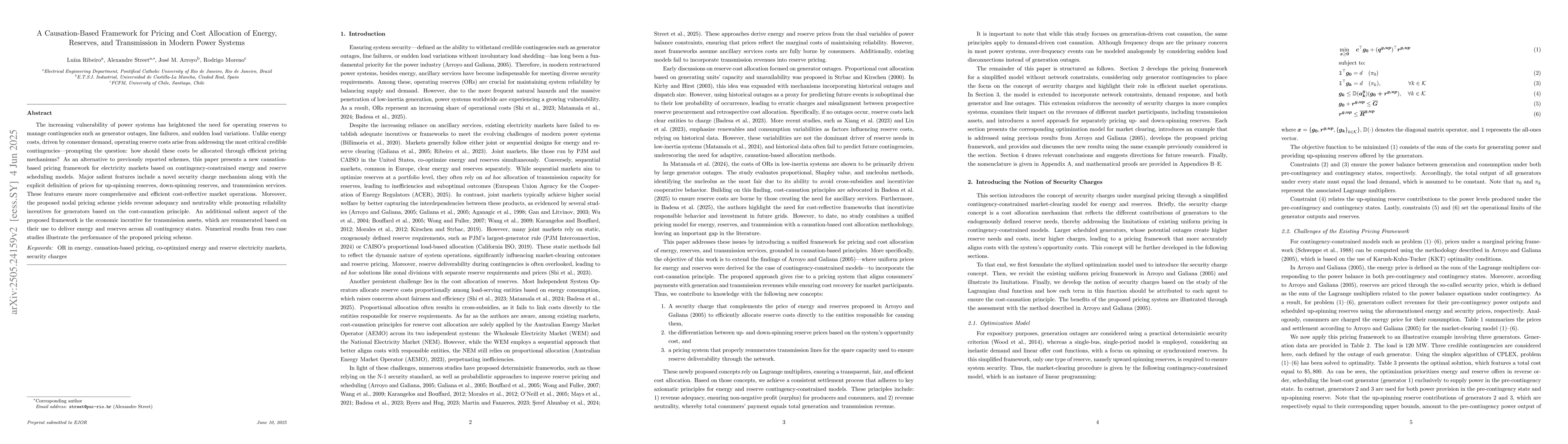 Thumbnail for A Causation-Based Framework for Pricing and Cost Allocation of Energy,
  Reserves, and Transmission in Modern Power Systems