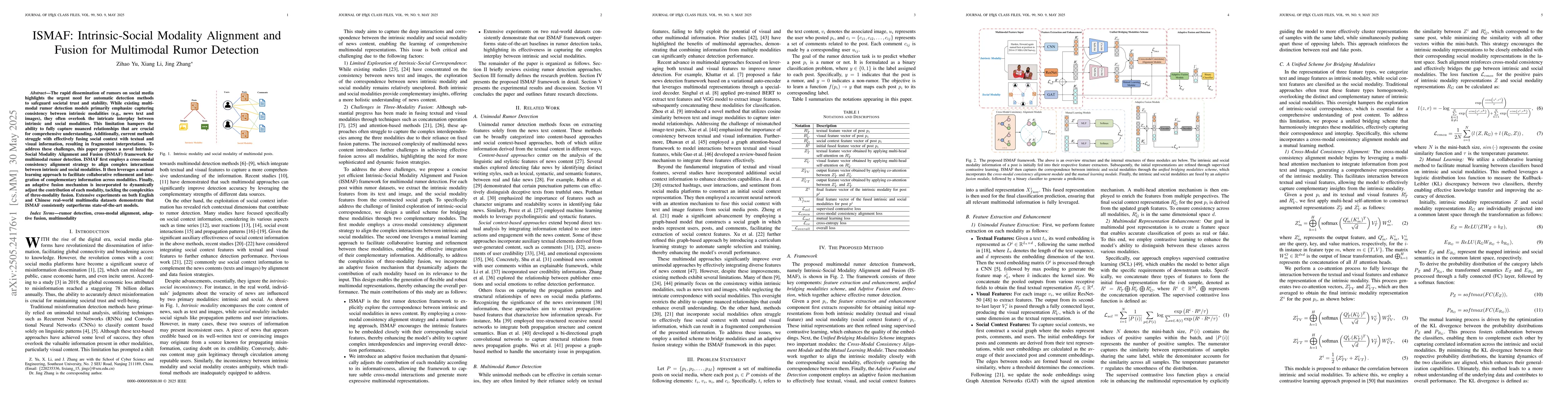 Thumbnail for ISMAF: Intrinsic-Social Modality Alignment and Fusion for Multimodal
  Rumor Detection