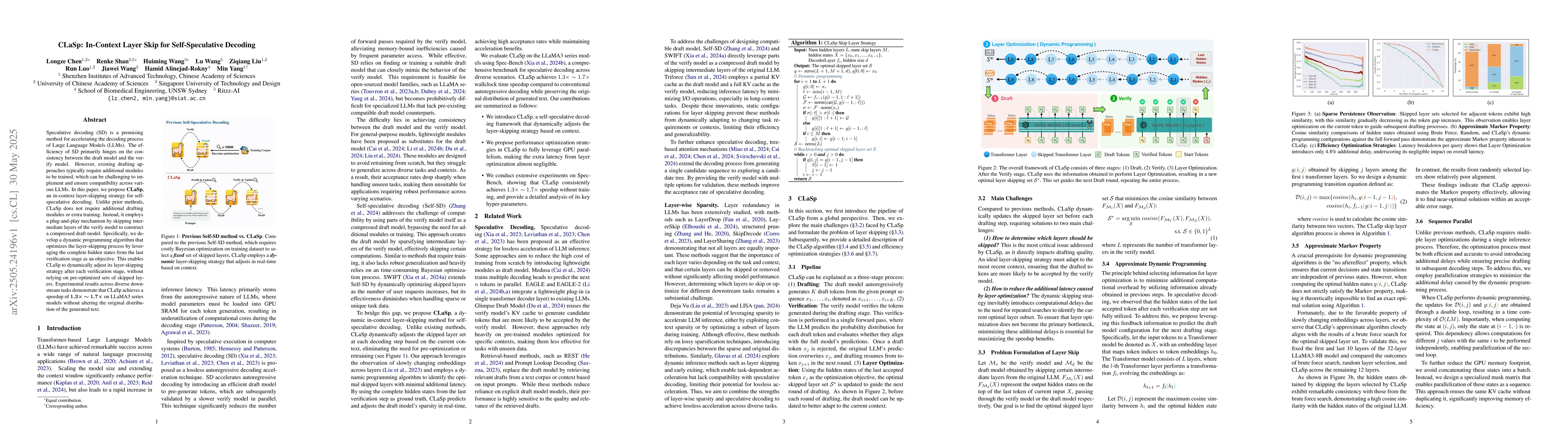 Thumbnail for CLaSp: In-Context Layer Skip for Self-Speculative Decoding