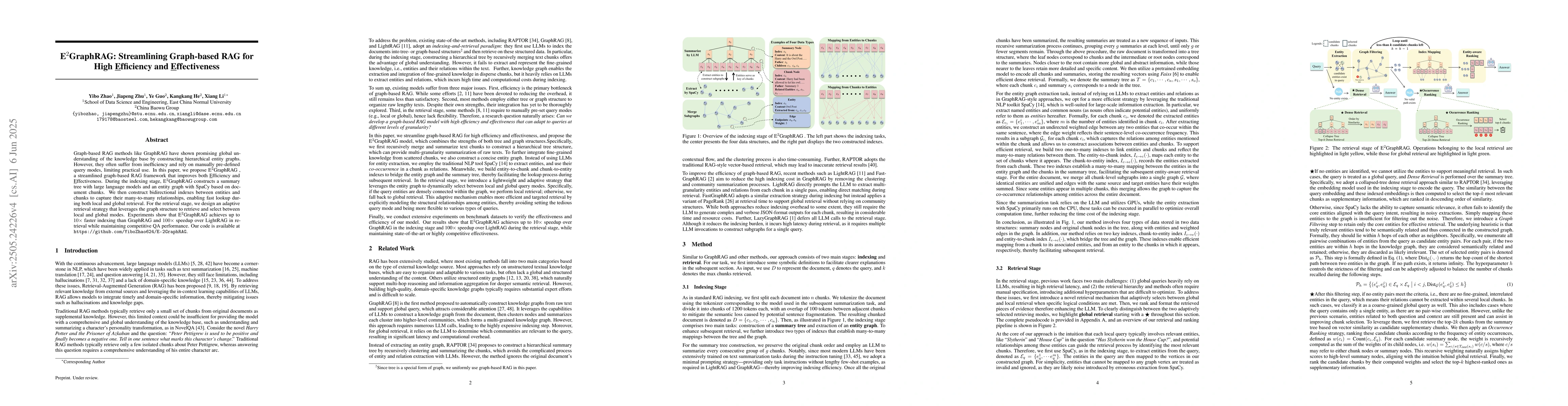 Thumbnail for E^2GraphRAG: Streamlining Graph-based RAG for High Efficiency and
  Effectiveness