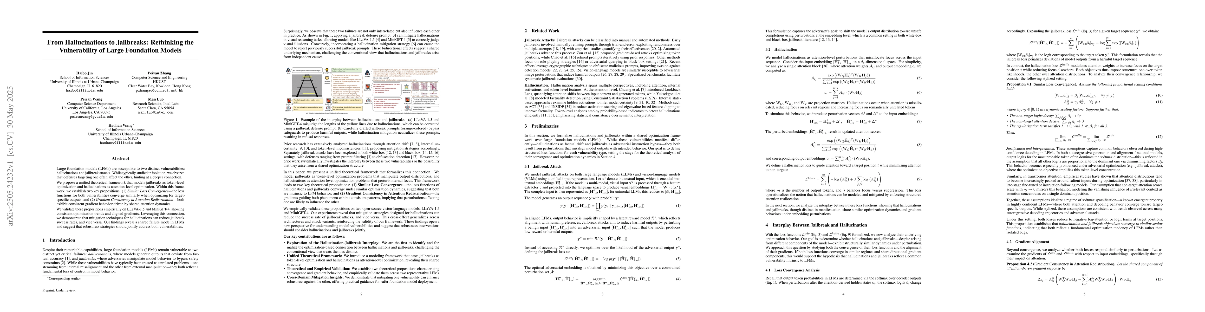 Thumbnail for From Hallucinations to Jailbreaks: Rethinking the Vulnerability of Large
  Foundation Models