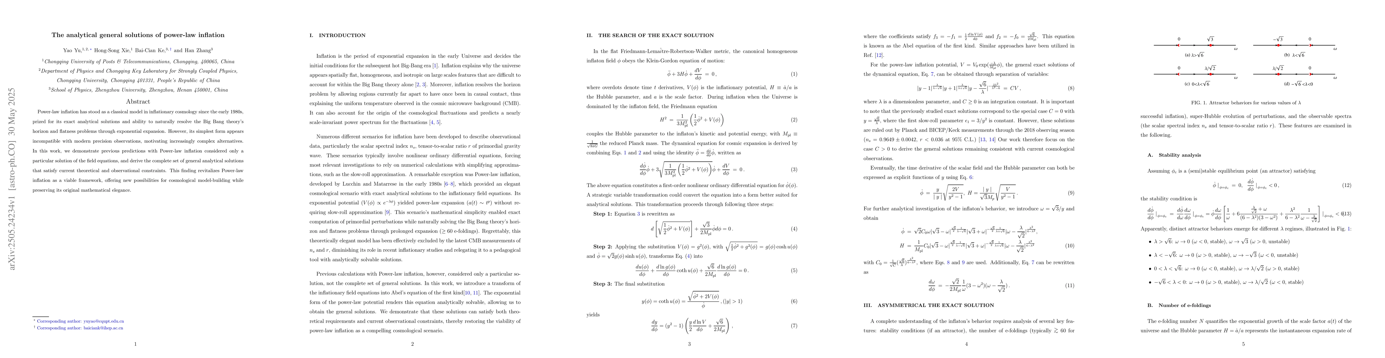 Thumbnail for The analytical general solutions of power-law inflation