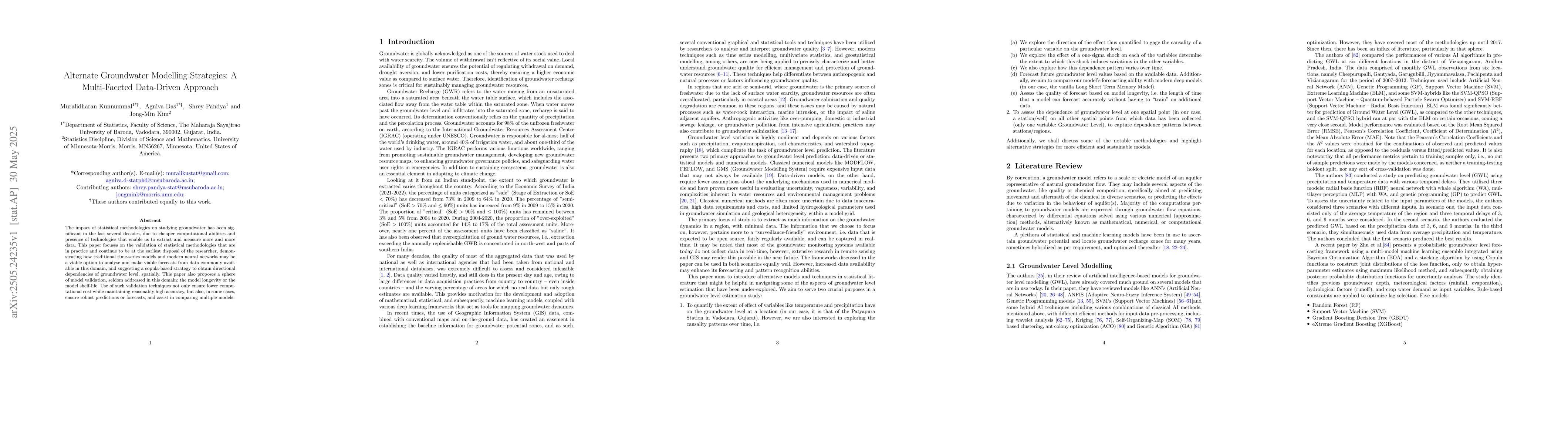 Thumbnail for Alternate Groundwater Modelling Strategies: A Multi-Faceted Data-Driven
  Approach
