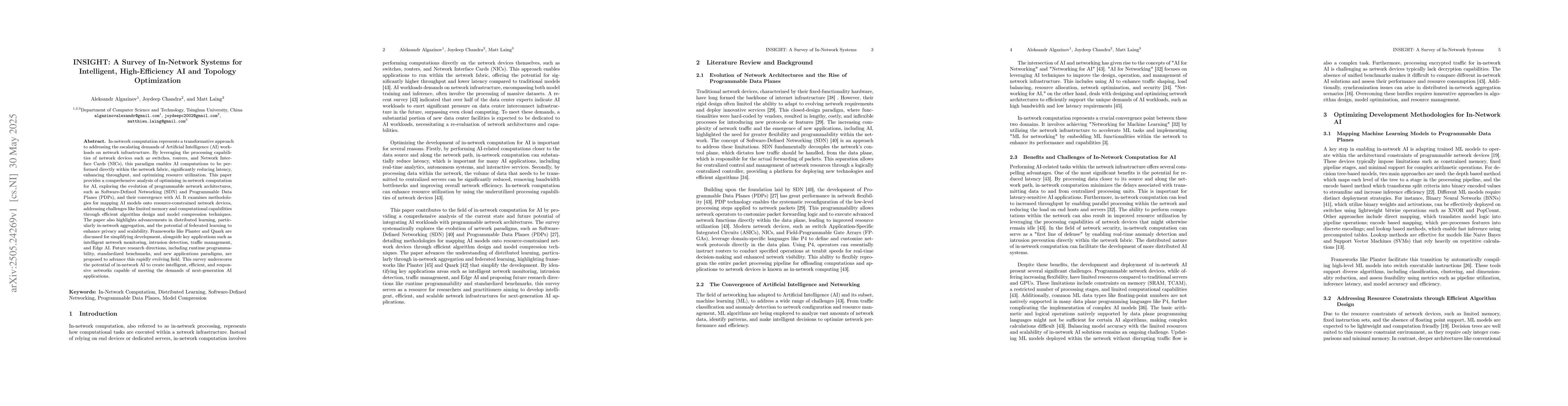 Thumbnail for INSIGHT: A Survey of In-Network Systems for Intelligent, High-Efficiency
  AI and Topology Optimization
