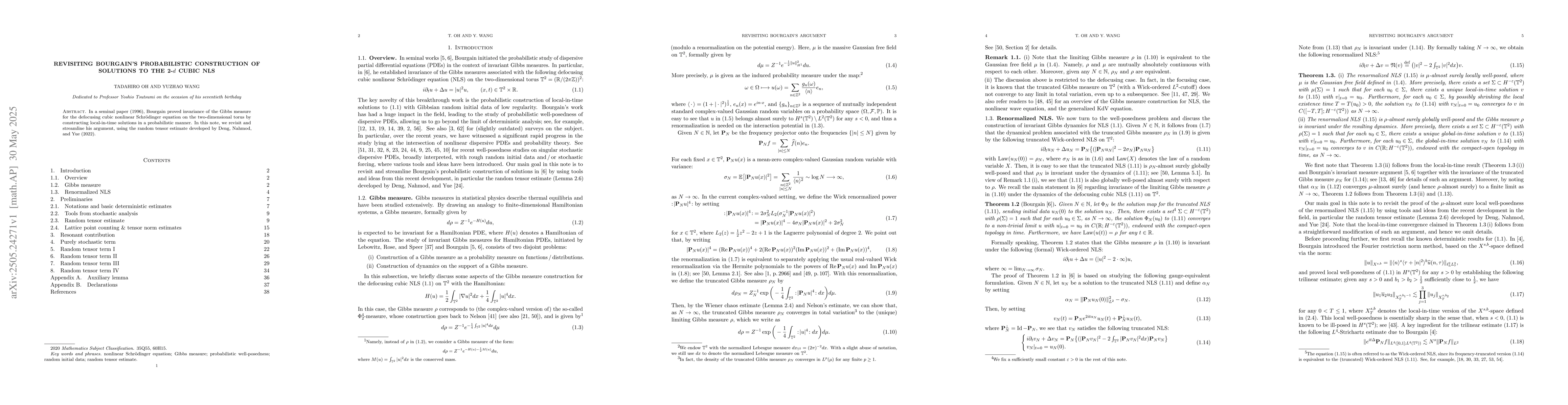 Thumbnail for Revisiting Bourgain's probabilistic construction of solutions to the
  2-$d$ cubic NLS
