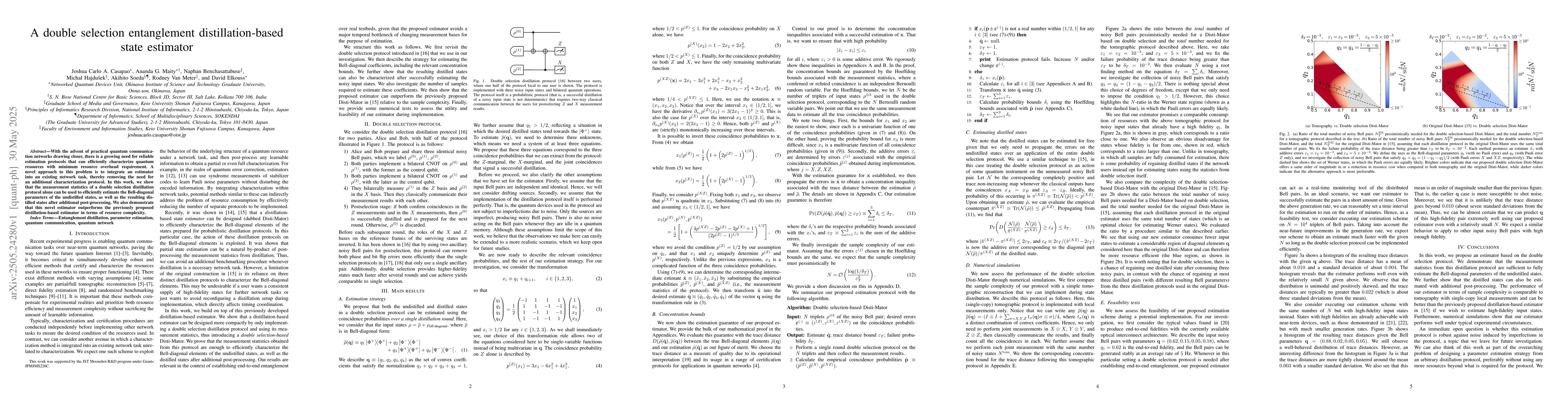 Thumbnail for A double selection entanglement distillation-based state estimator