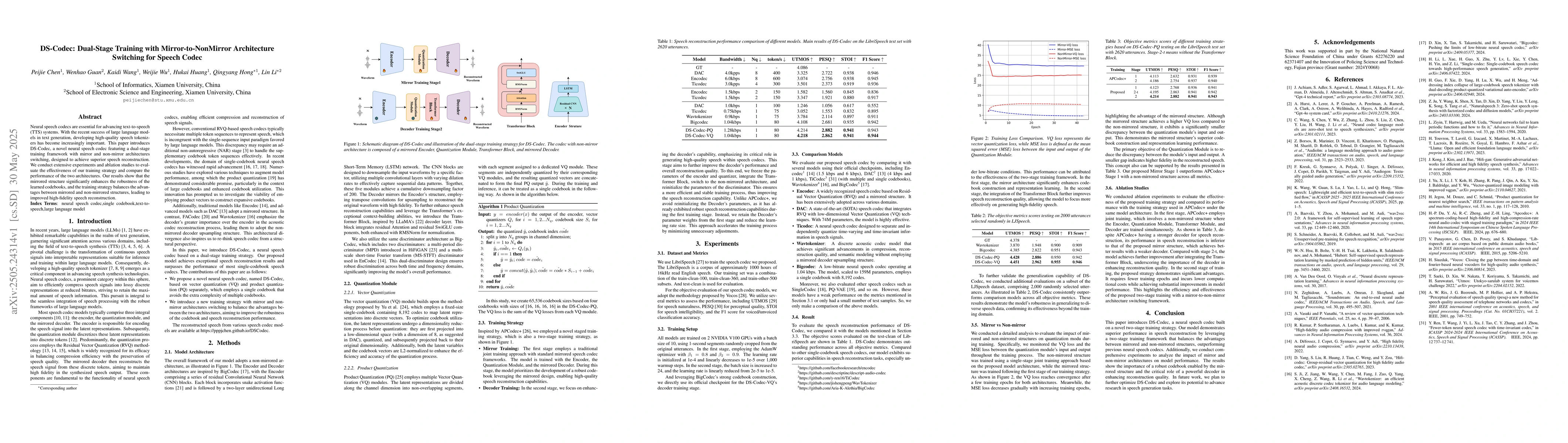 Thumbnail for DS-Codec: Dual-Stage Training with Mirror-to-NonMirror Architecture
  Switching for Speech Codec