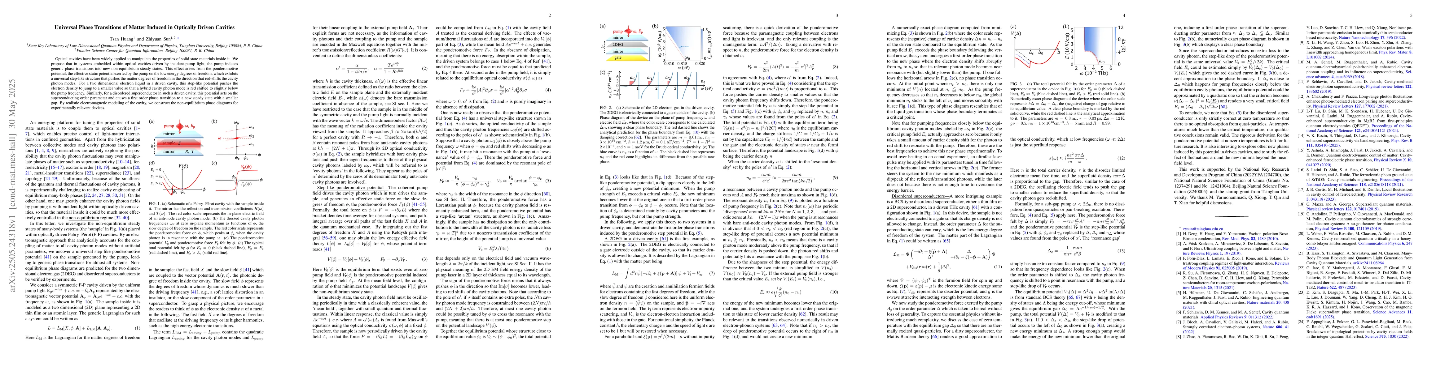 Thumbnail for Universal Phase Transitions of Matter Induced in Optically Driven
  Cavities
