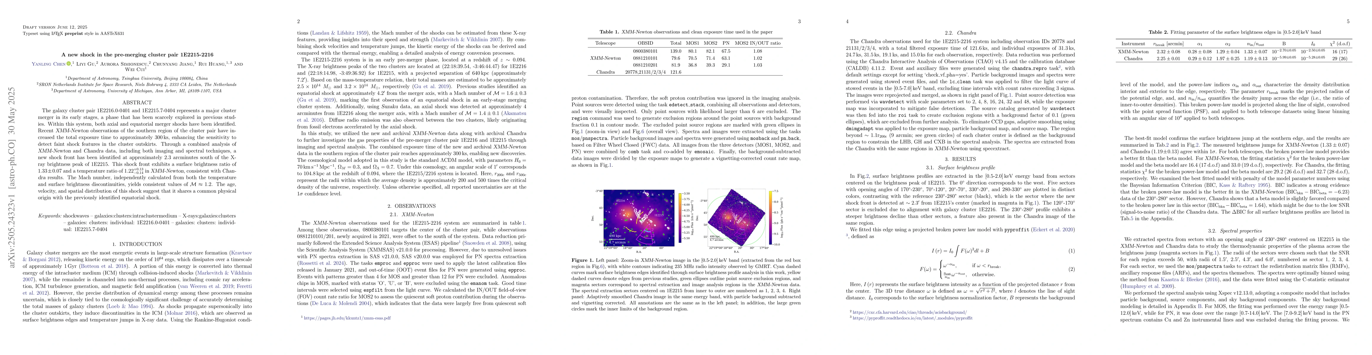 Thumbnail for A new shock in the pre-merging cluster pair 1E2215-2216