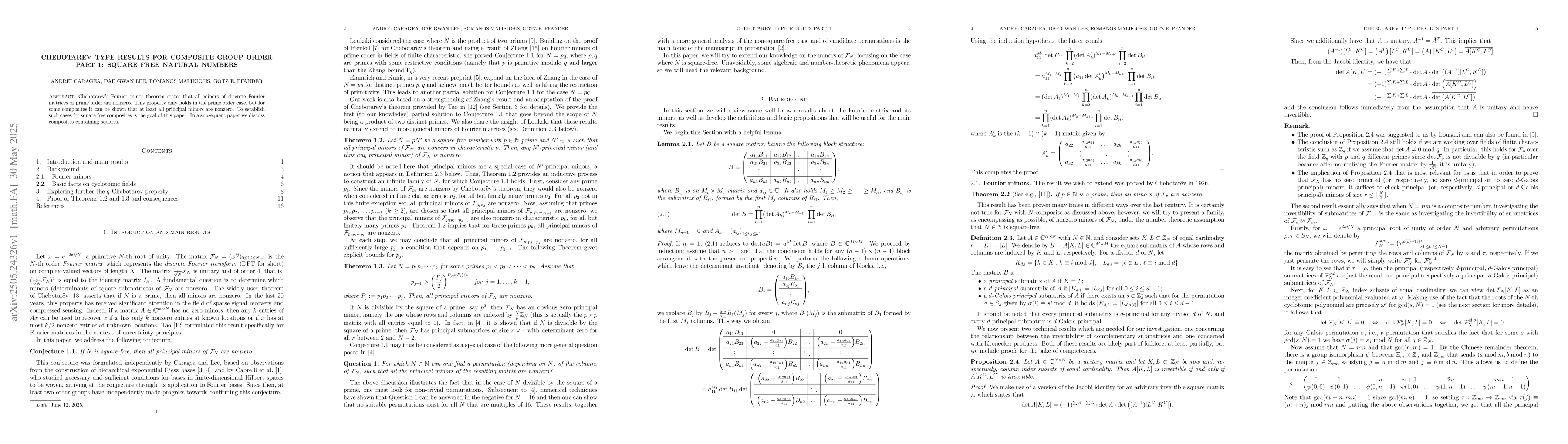Thumbnail for Chebotarev type results for composite group order Part 1: square free
  natural numbers