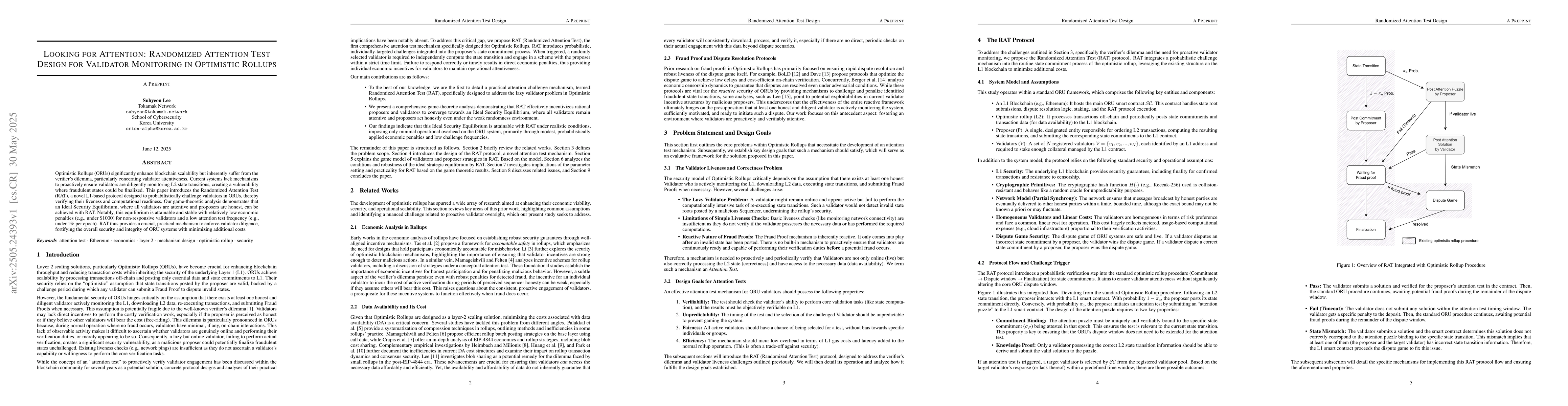 Thumbnail for Looking for Attention: Randomized Attention Test Design for Validator
  Monitoring in Optimistic Rollups