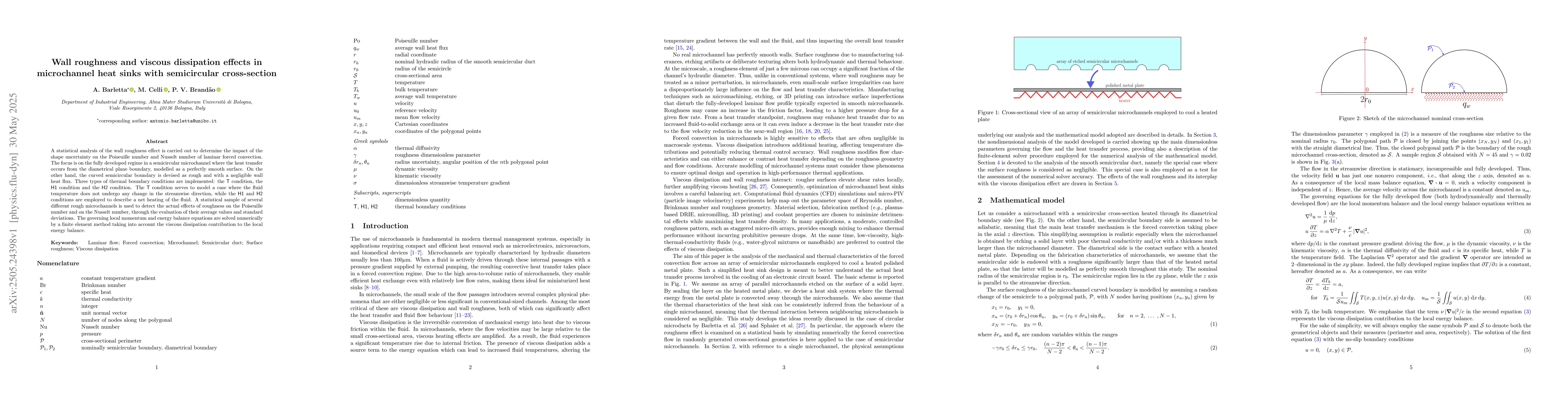 Thumbnail for Wall roughness and viscous dissipation effects in microchannel heat
  sinks with semicircular cross-section