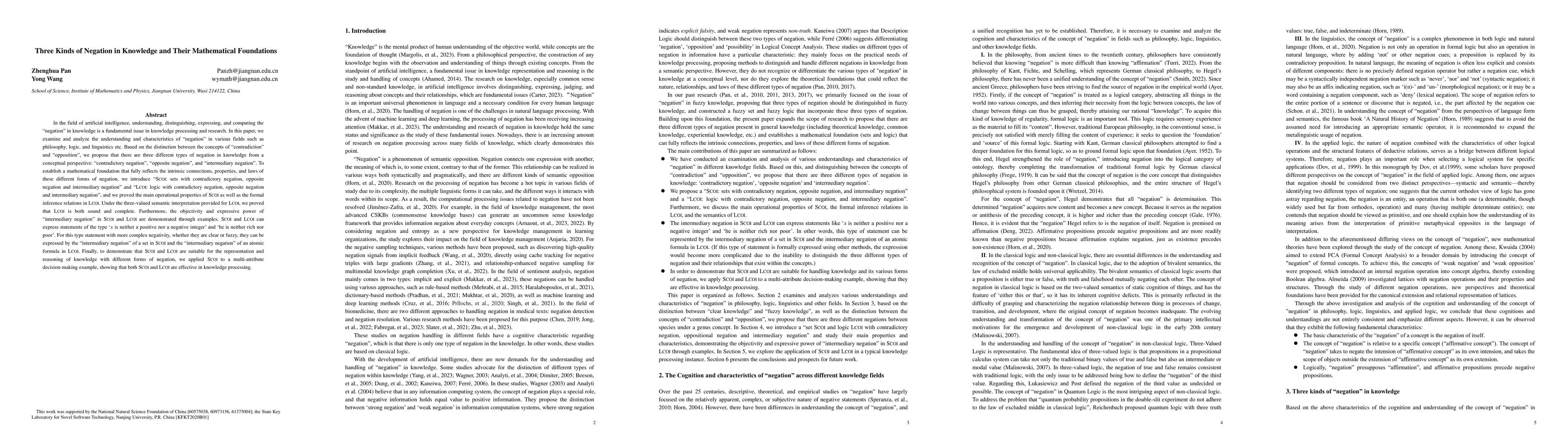 Thumbnail for Three Kinds of Negation in Knowledge and Their Mathematical Foundations