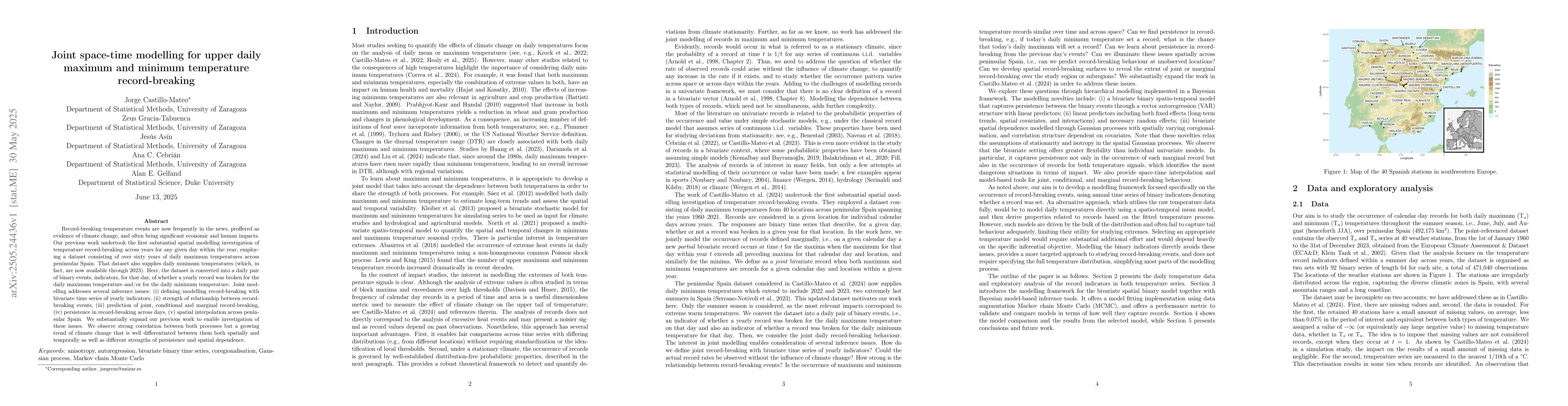 Thumbnail for Joint space-time modelling for upper daily maximum and minimum
  temperature record-breaking