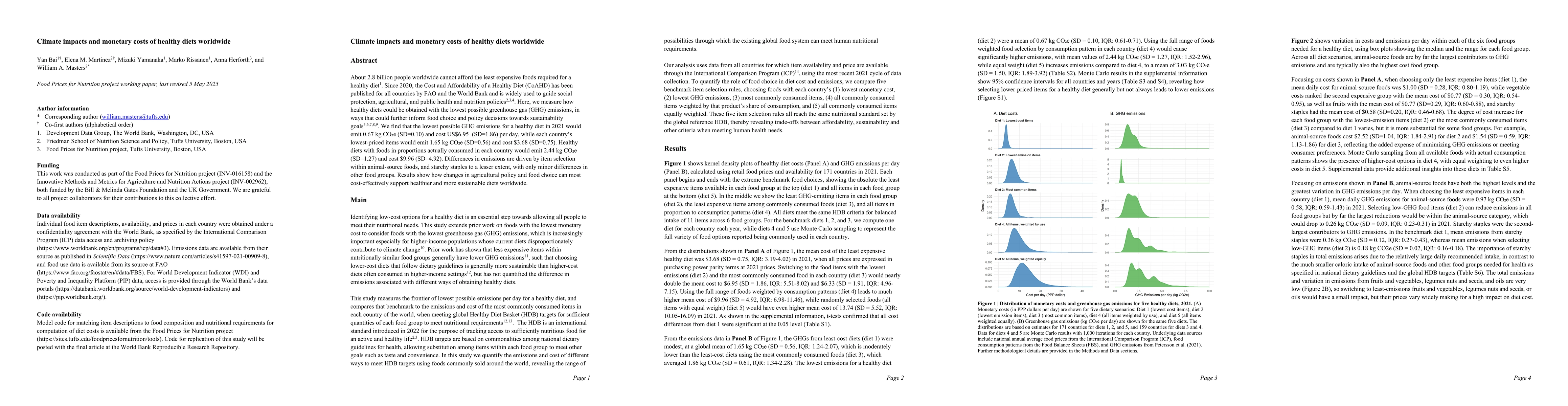 Thumbnail for Climate impacts and monetary costs of healthy diets worldwide