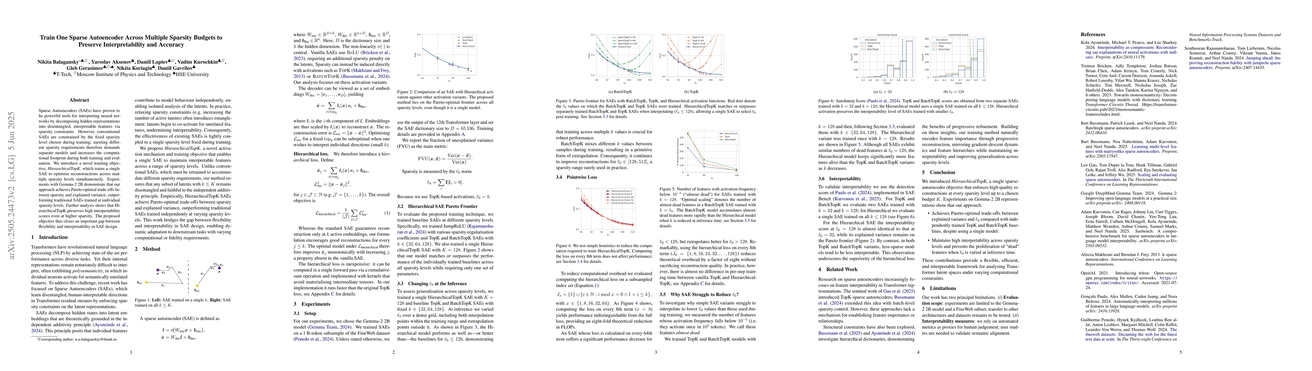 Thumbnail for Train One Sparse Autoencoder Across Multiple Sparsity Budgets to
  Preserve Interpretability and Accuracy