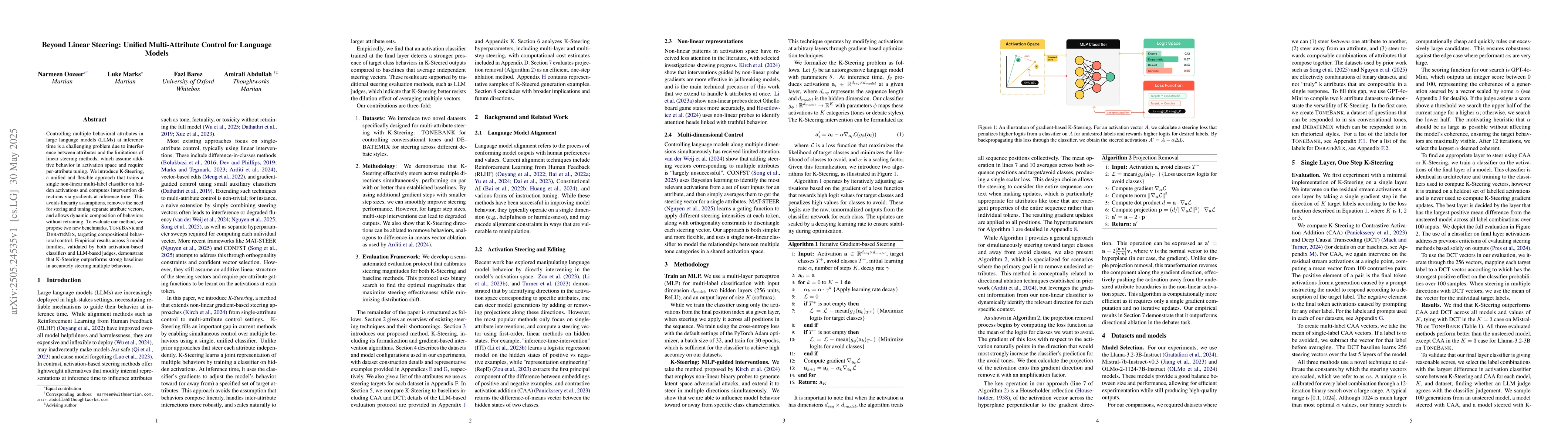 Thumbnail for Beyond Linear Steering: Unified Multi-Attribute Control for Language
  Models