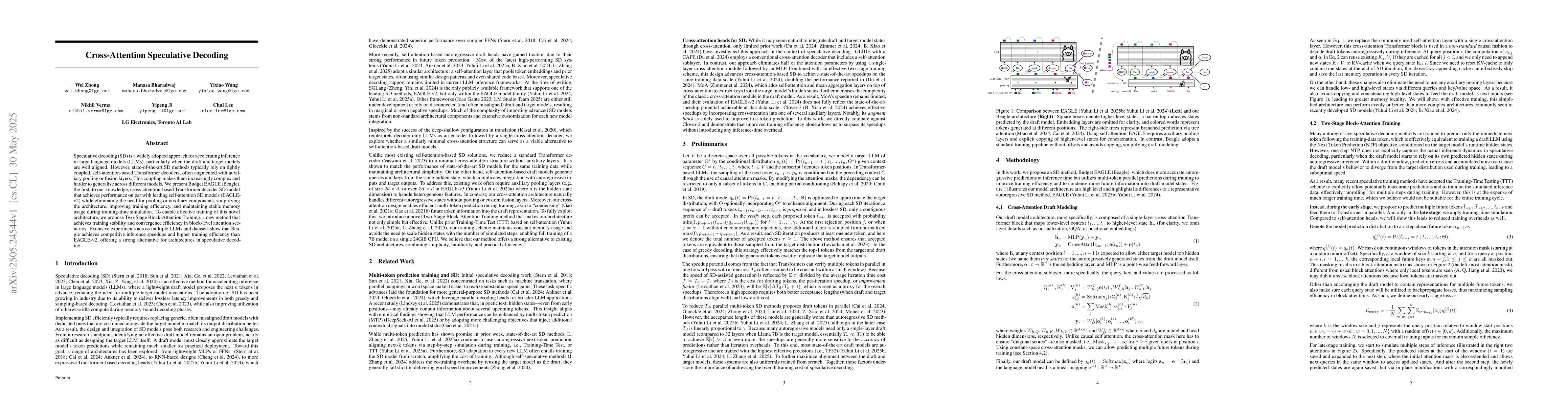 Thumbnail for Cross-Attention Speculative Decoding