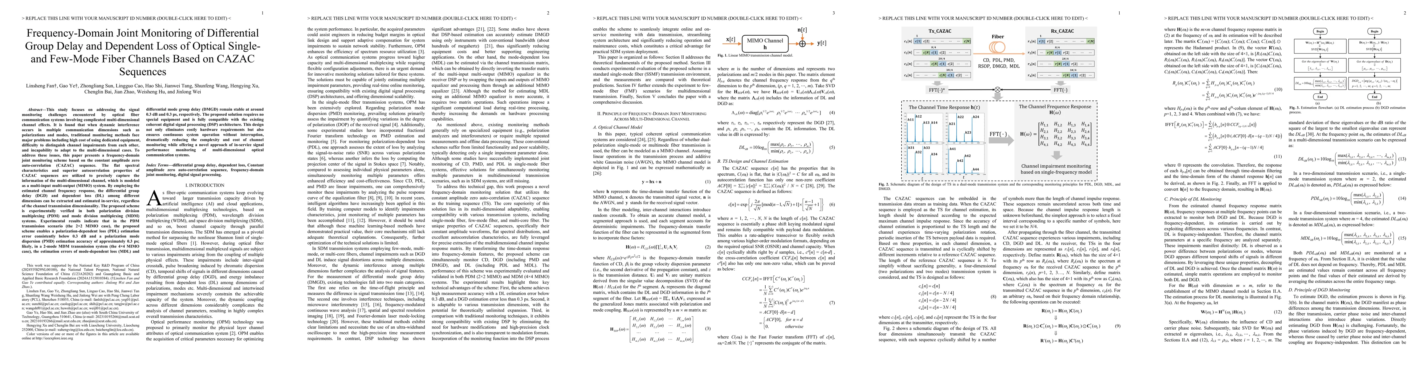 Thumbnail for Frequency-Domain Joint Monitoring of Differential Group Delay and
  Dependent Loss of Optical Singleand Few-Mode Fiber Channels Based on CAZAC
  Sequences