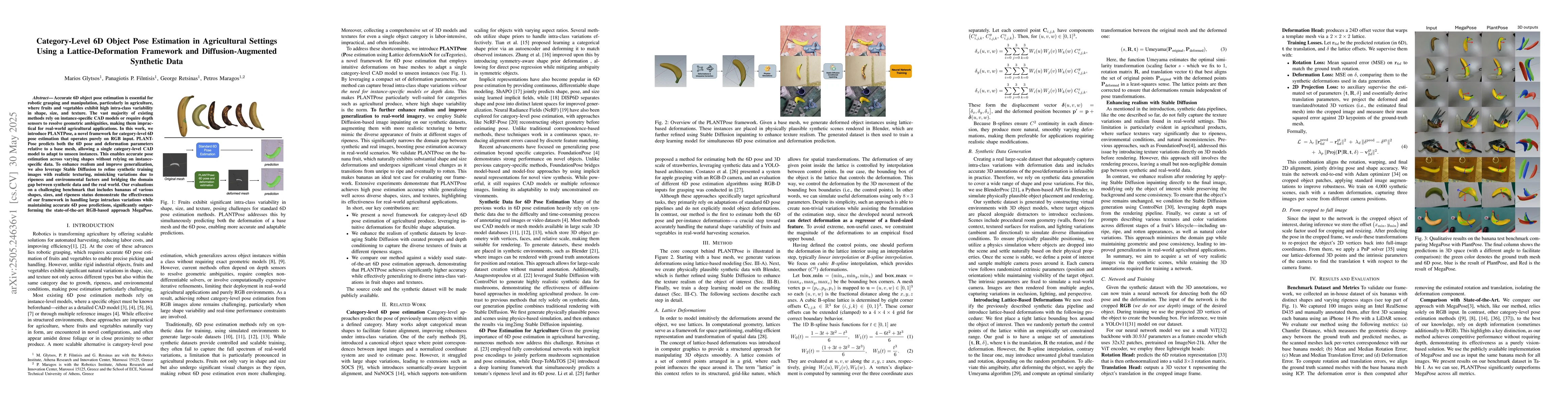 Thumbnail for Category-Level 6D Object Pose Estimation in Agricultural Settings Using
  a Lattice-Deformation Framework and Diffusion-Augmented Synthetic Data