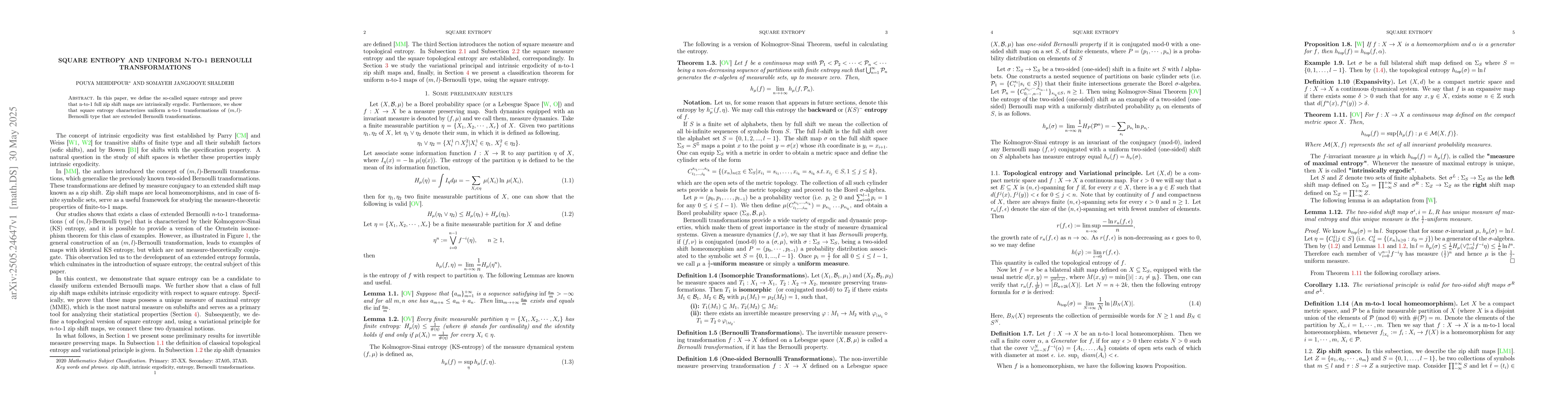 Thumbnail for Square Entropy and Uniform n-to-1 Bernoulli Transformations