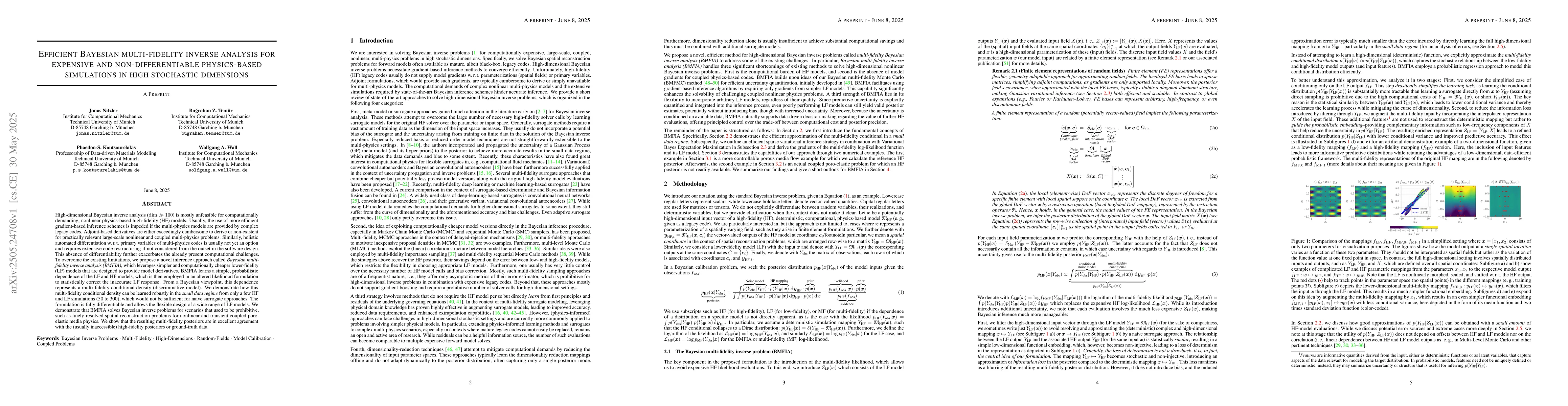 Thumbnail for Efficient Bayesian multi-fidelity inverse analysis for expensive and
  non-differentiable physics-based simulations in high stochastic dimensions