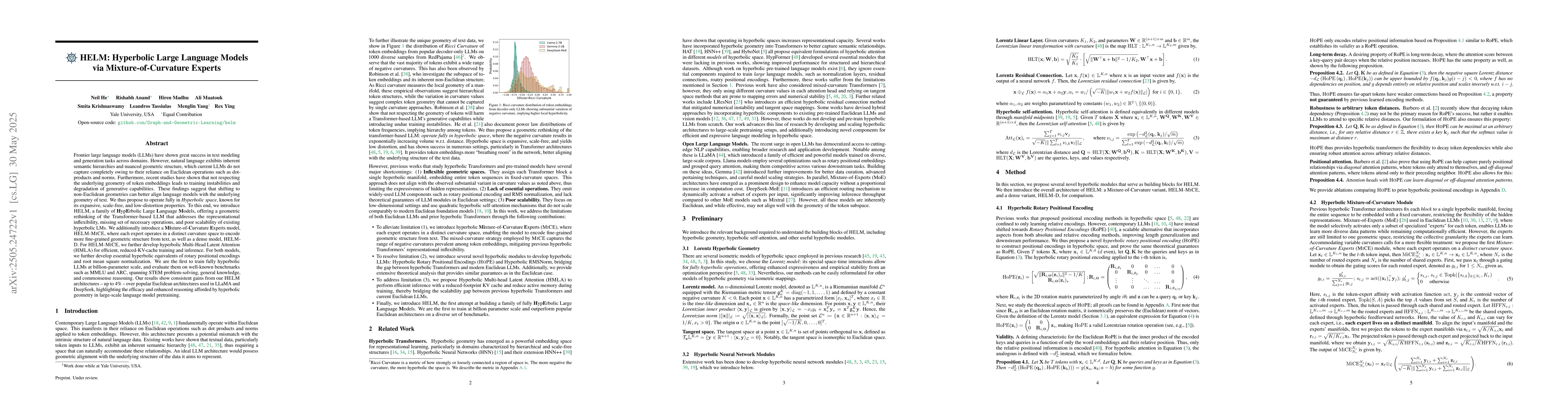 Thumbnail for HELM: Hyperbolic Large Language Models via Mixture-of-Curvature Experts
