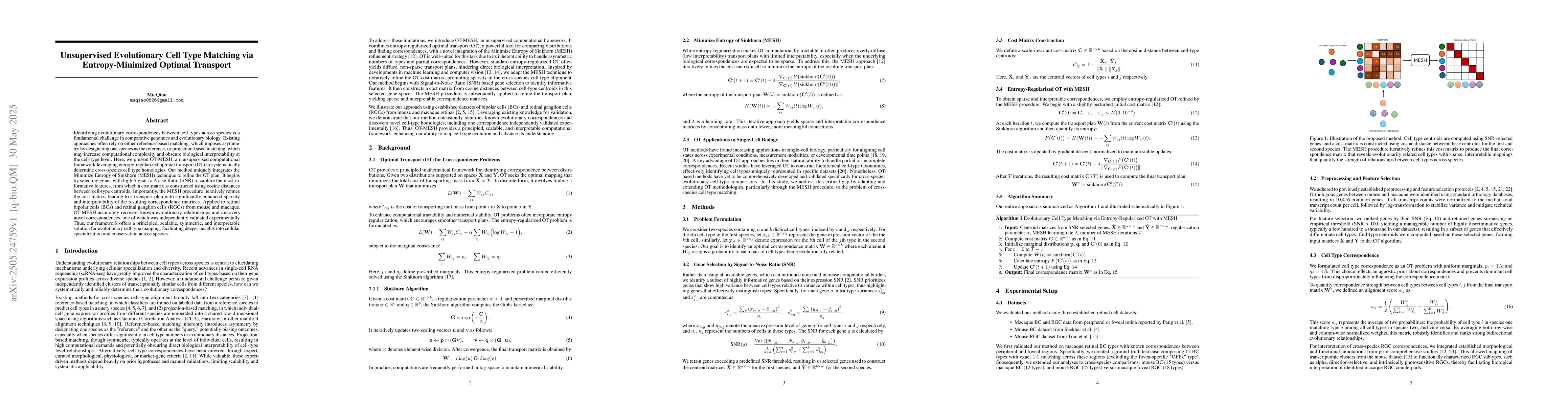 Thumbnail for Unsupervised Evolutionary Cell Type Matching via Entropy-Minimized
  Optimal Transport