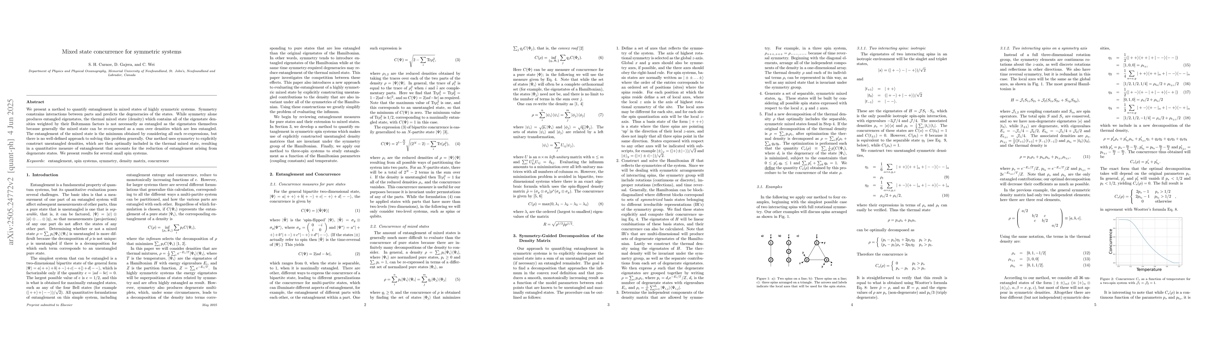 Thumbnail for Mixed state concurrence for symmetric systems