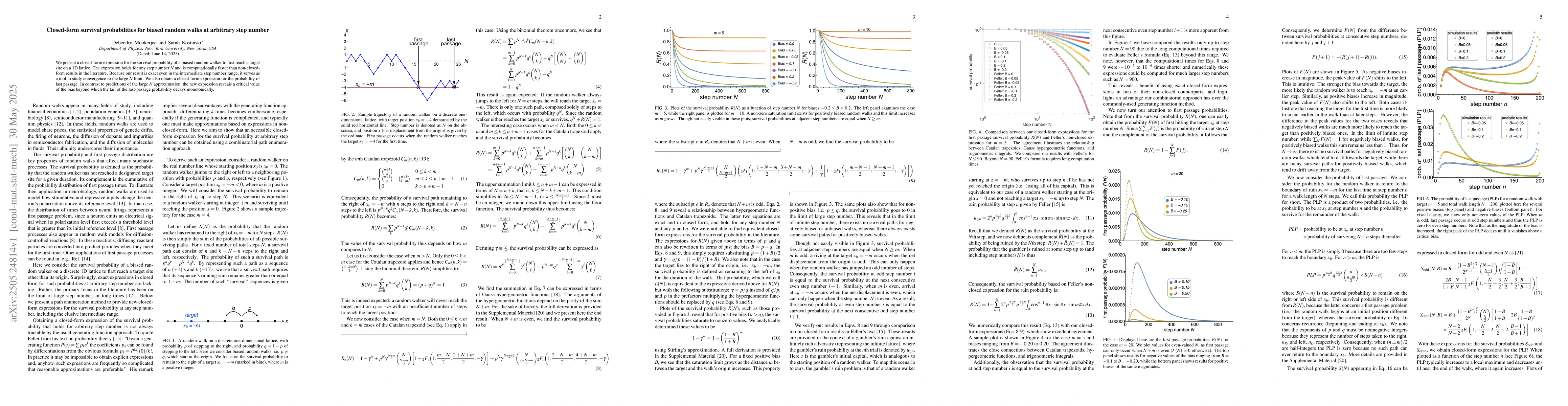 Thumbnail for Closed-form survival probabilities for biased random walks at arbitrary
  step number