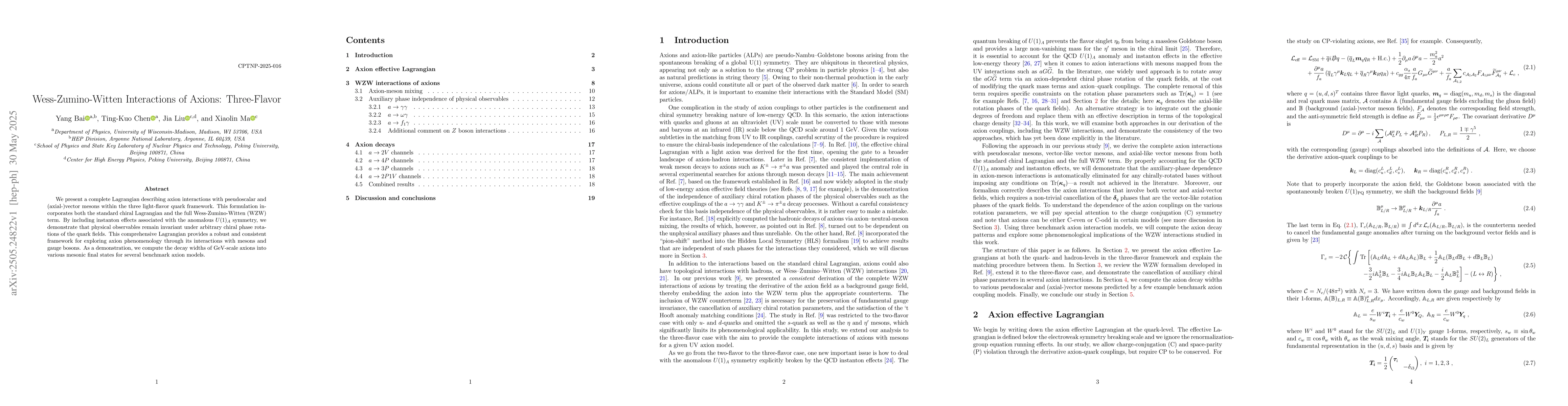 Thumbnail for Wess-Zumino-Witten Interactions of Axions: Three-Flavor
