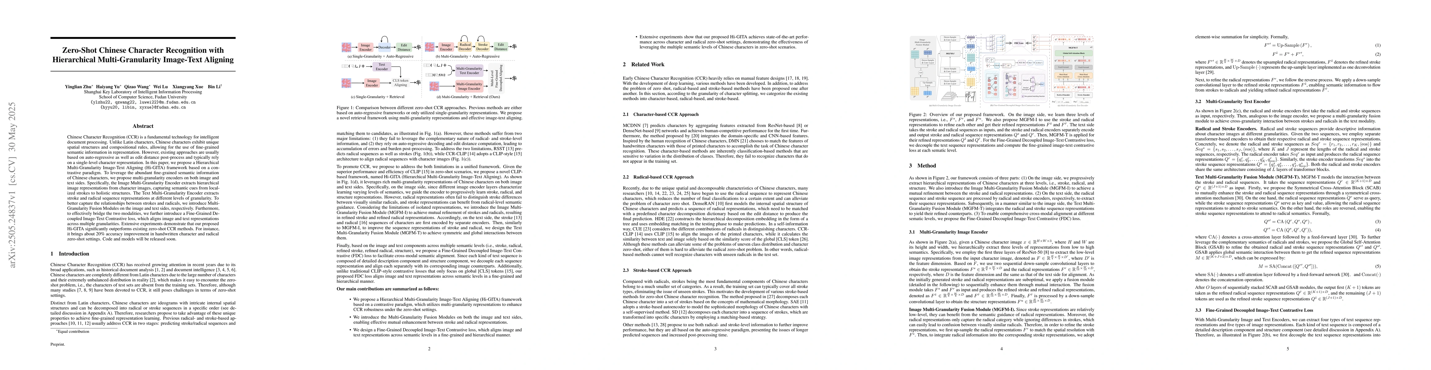 Thumbnail for Zero-Shot Chinese Character Recognition with Hierarchical
  Multi-Granularity Image-Text Aligning