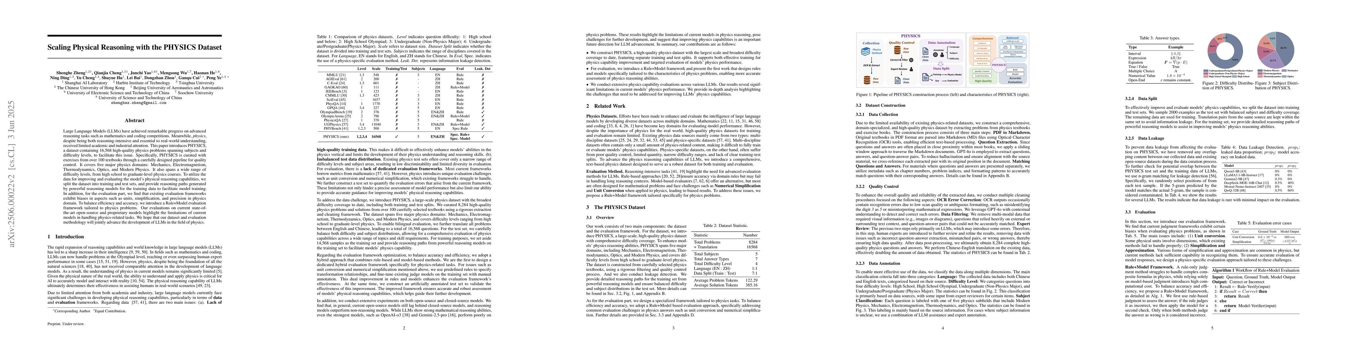 Thumbnail for Scaling Physical Reasoning with the PHYSICS Dataset