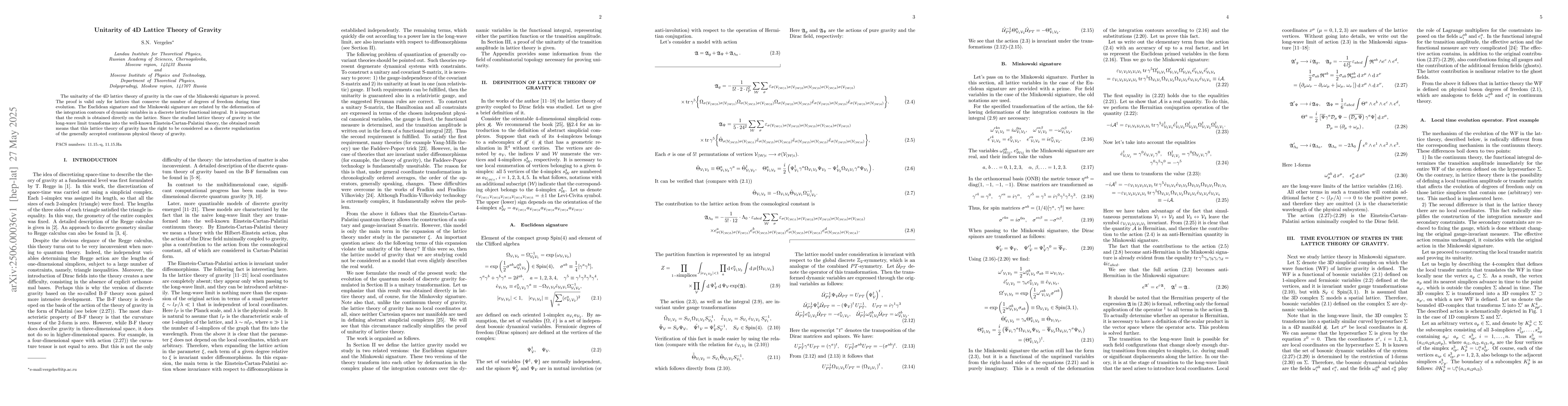 Thumbnail for Unitarity of 4D Lattice Theory of Gravity