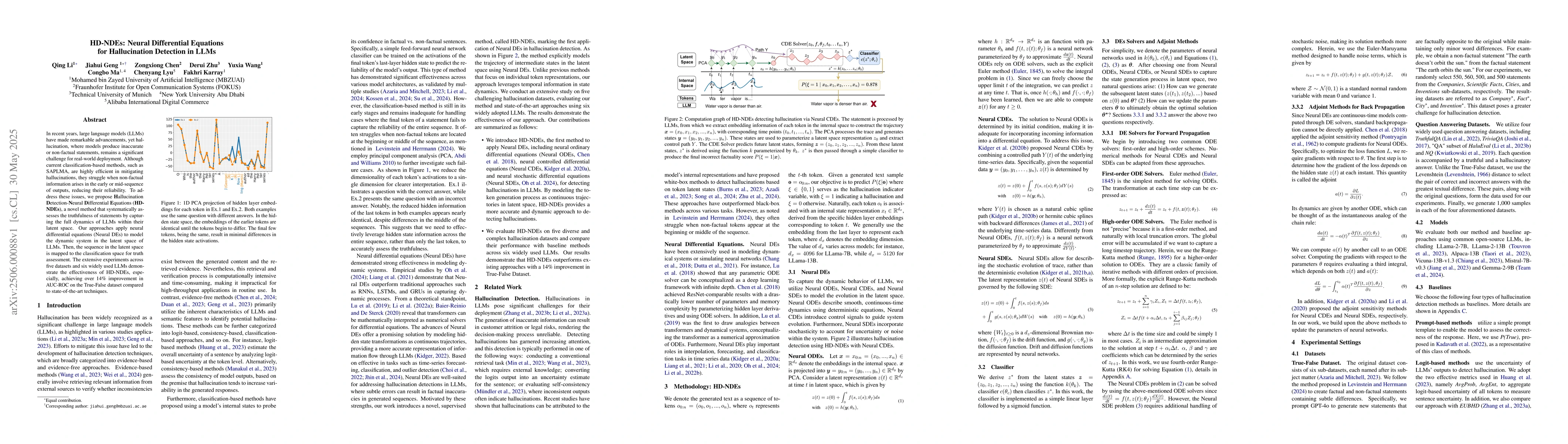 Thumbnail for HD-NDEs: Neural Differential Equations for Hallucination Detection in
  LLMs