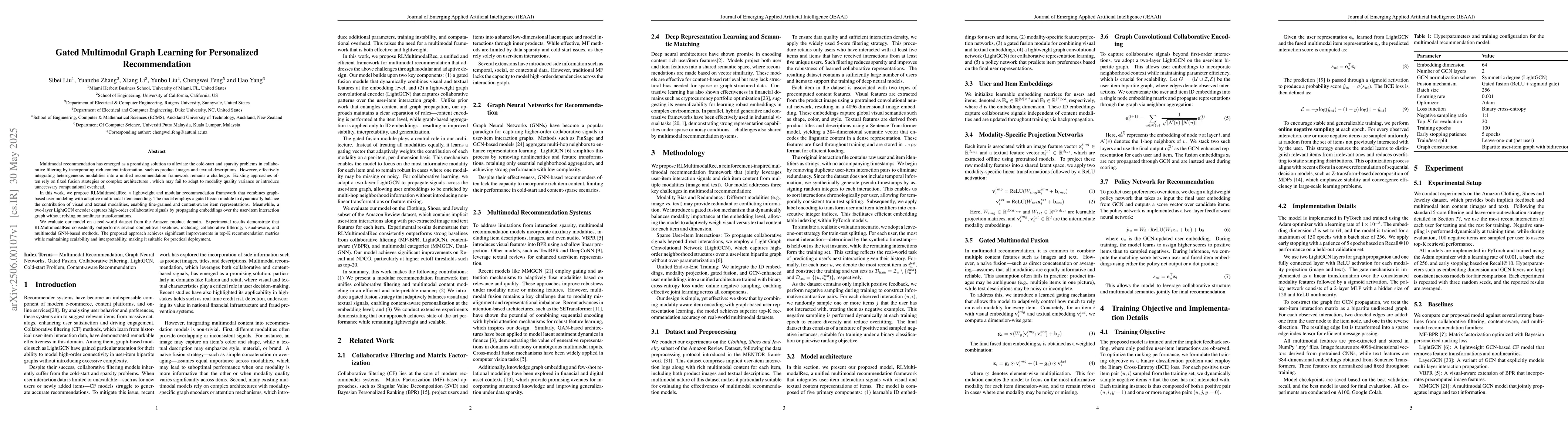 Thumbnail for Gated Multimodal Graph Learning for Personalized Recommendation