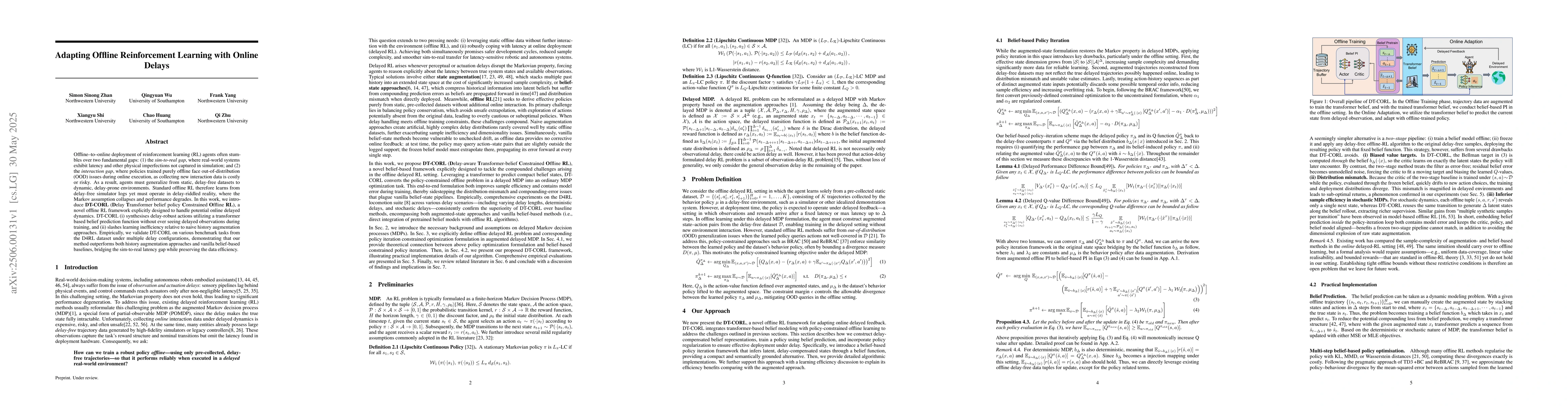 Thumbnail for Adapting Offline Reinforcement Learning with Online Delays