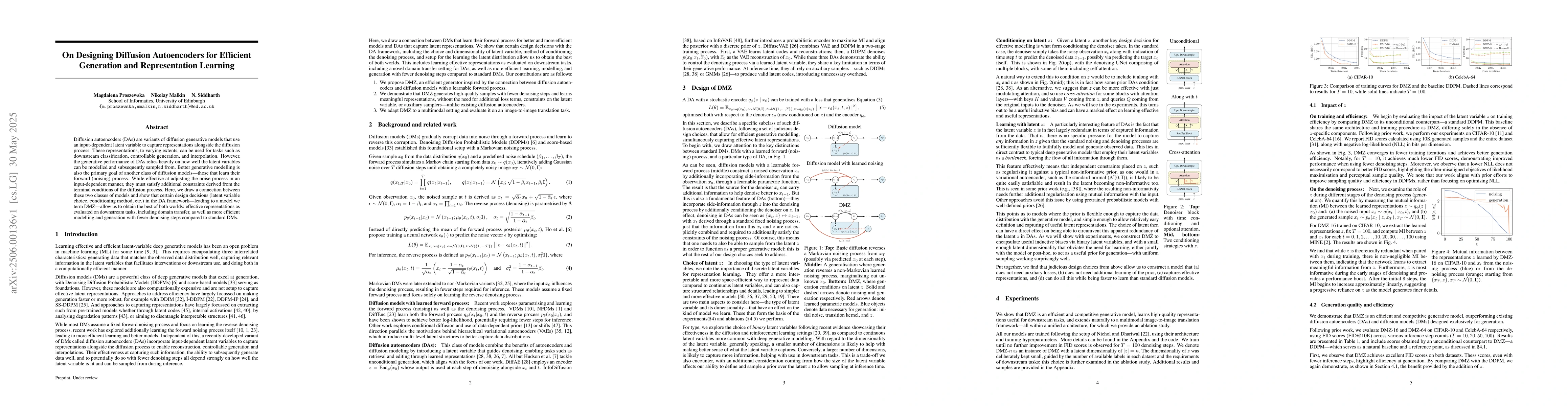 Thumbnail for On Designing Diffusion Autoencoders for Efficient Generation and
  Representation Learning