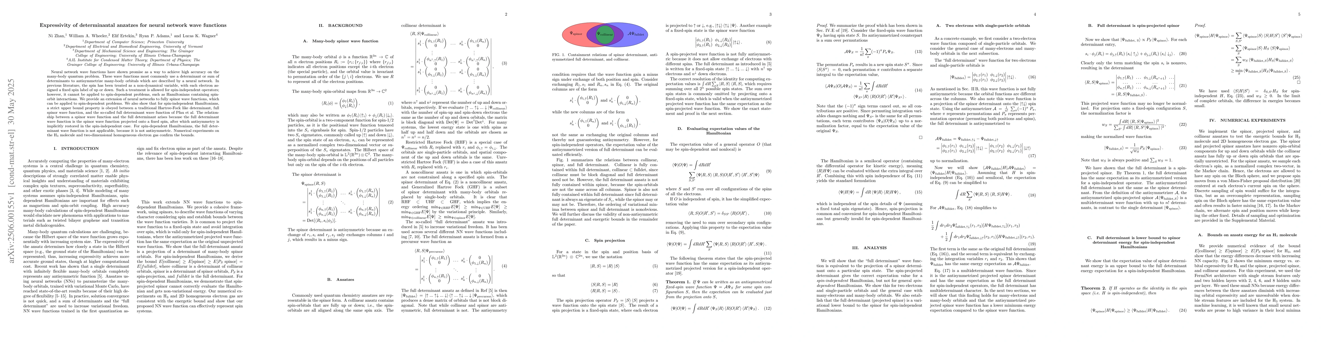 Thumbnail for Expressivity of determinantal anzatzes for neural network wave functions