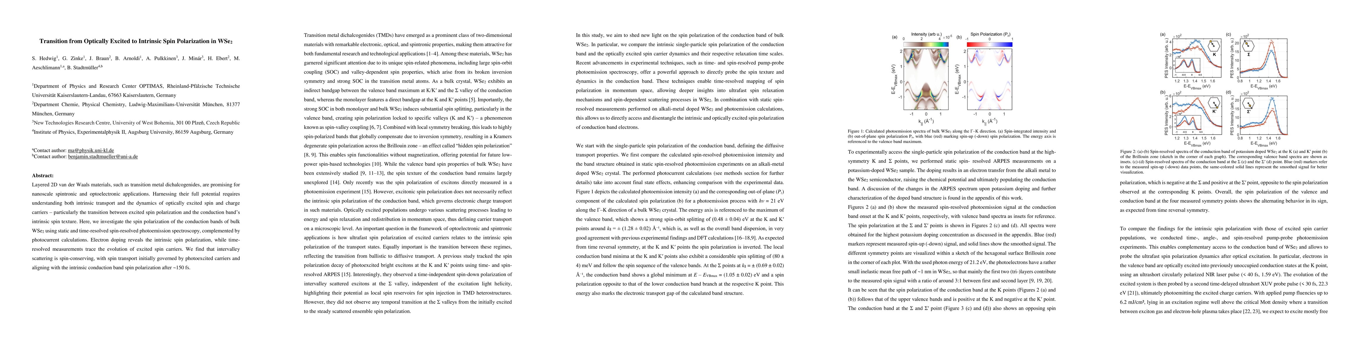 Thumbnail for Transition from Optically Excited to Intrinsic Spin Polarization in
  WSe$_2$