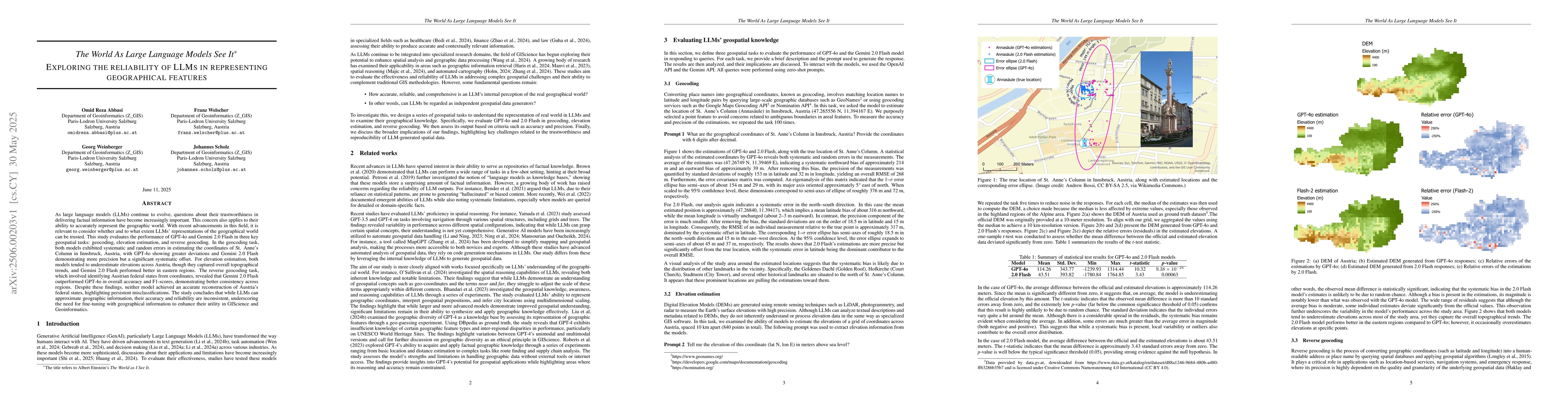 Thumbnail for The World As Large Language Models See It: Exploring the reliability of
  LLMs in representing geographical features