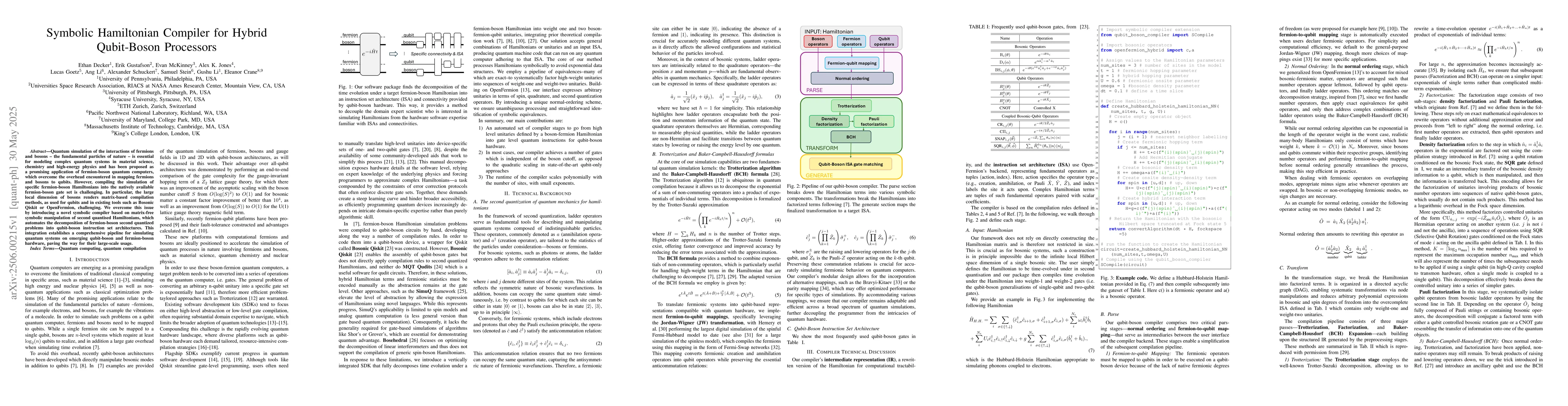 Thumbnail for Symbolic Hamiltonian Compiler for Hybrid Qubit-Boson Processors