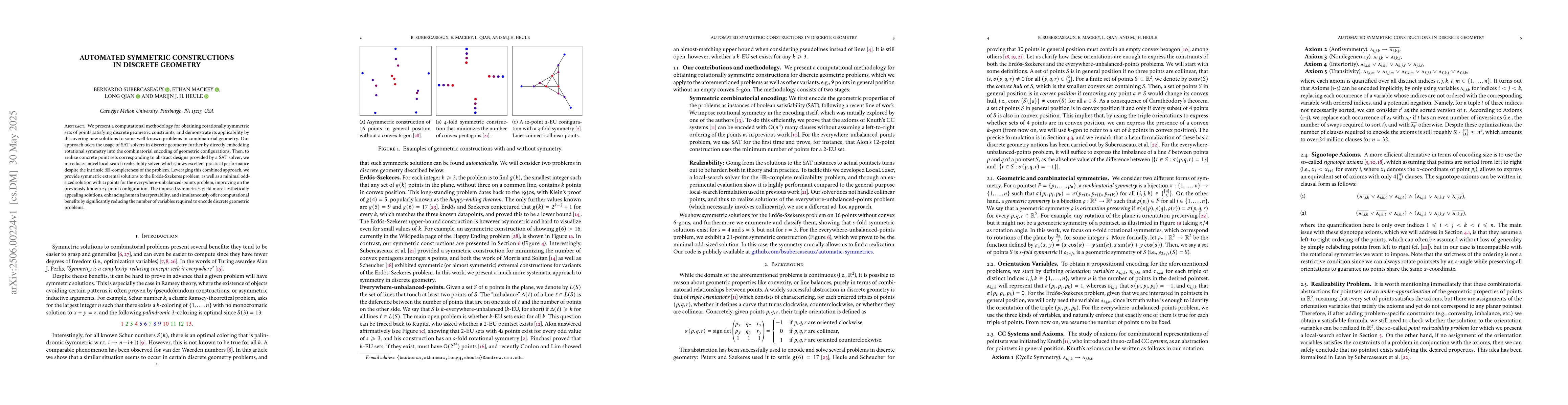 Thumbnail for Automated Symmetric Constructions in Discrete Geometry