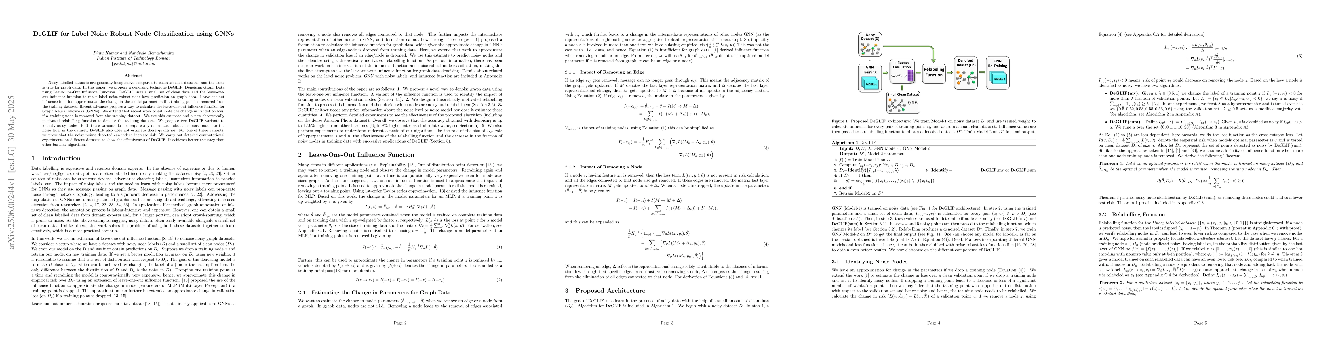 Thumbnail for DeGLIF for Label Noise Robust Node Classification using GNNs