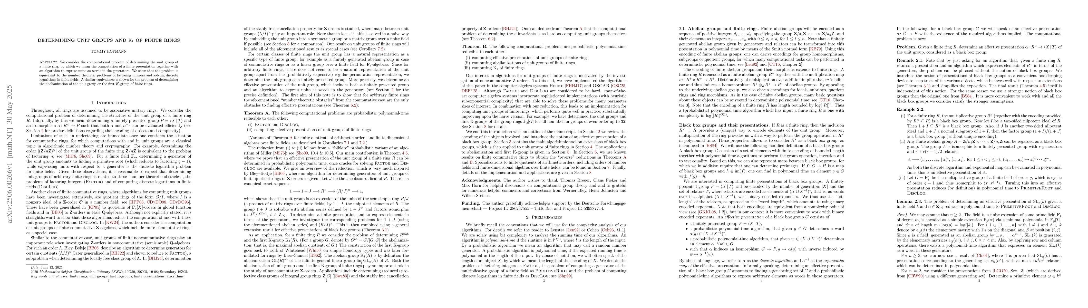 Thumbnail for Determining unit groups and $\mathrm{K}_1$ of finite rings