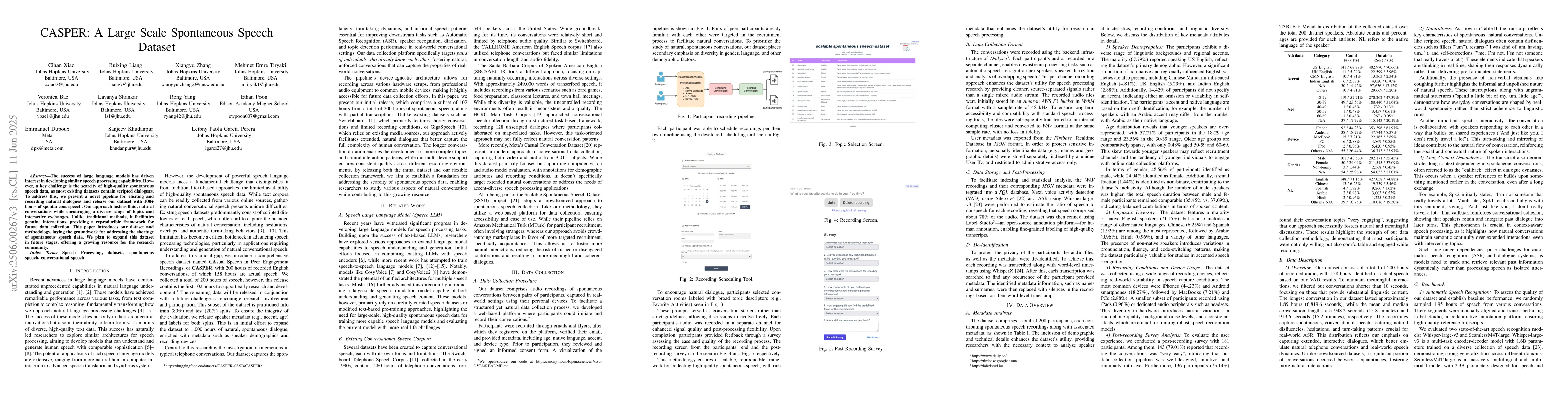 Thumbnail for CASPER: A Large Scale Spontaneous Speech Dataset