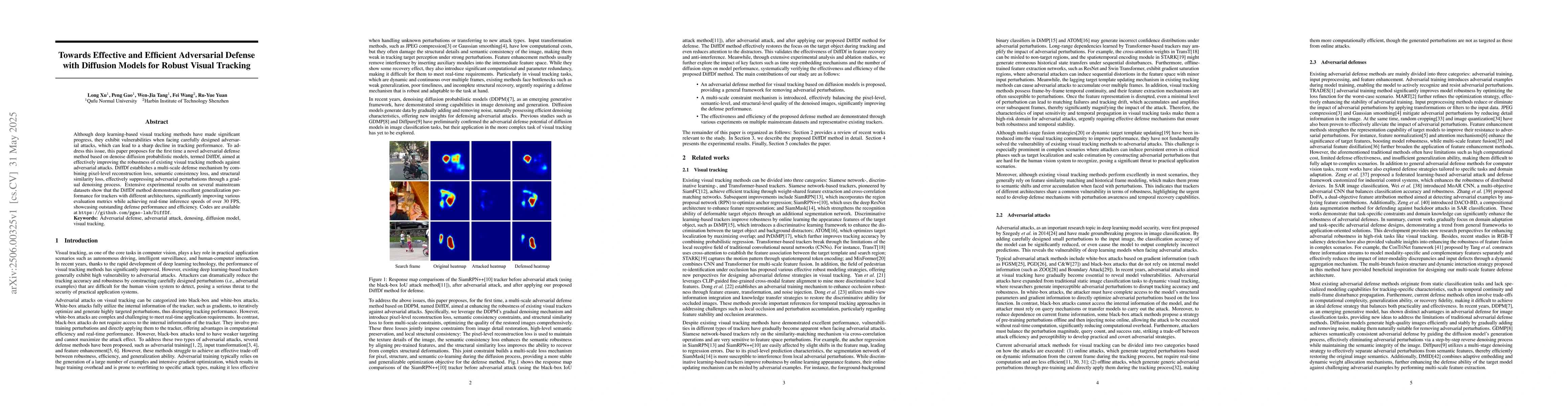 Thumbnail for Towards Effective and Efficient Adversarial Defense with Diffusion
  Models for Robust Visual Tracking