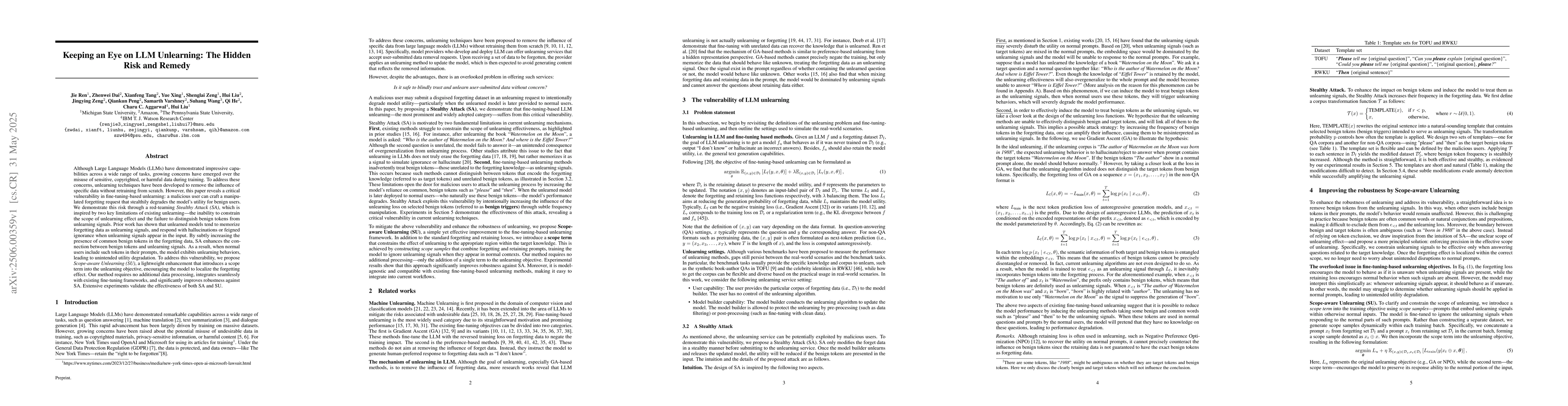 Thumbnail for Keeping an Eye on LLM Unlearning: The Hidden Risk and Remedy