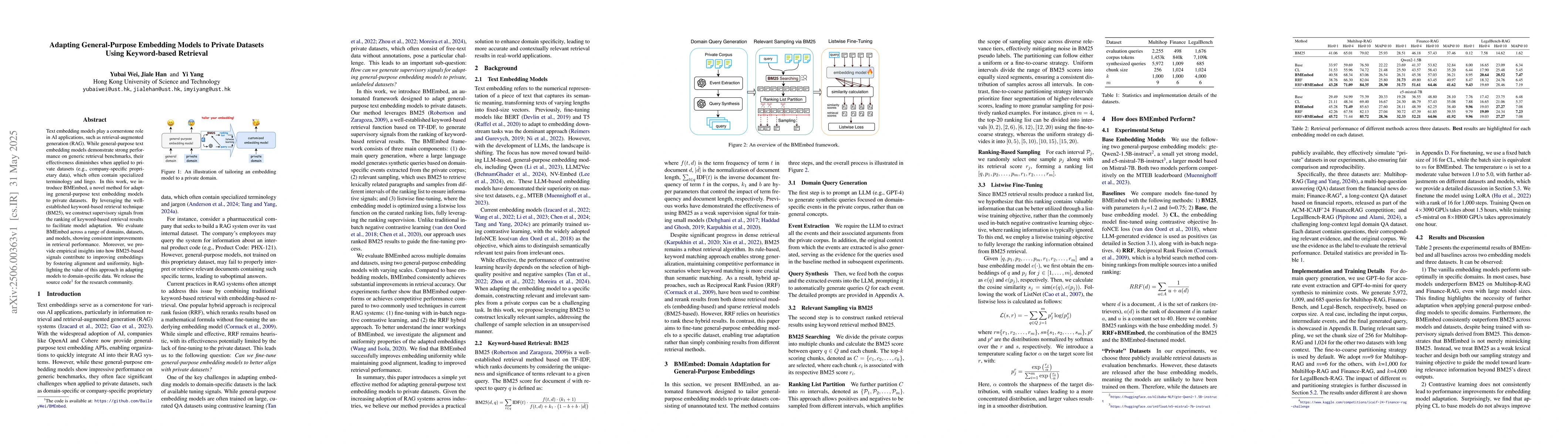 Thumbnail for Adapting General-Purpose Embedding Models to Private Datasets Using
  Keyword-based Retrieval